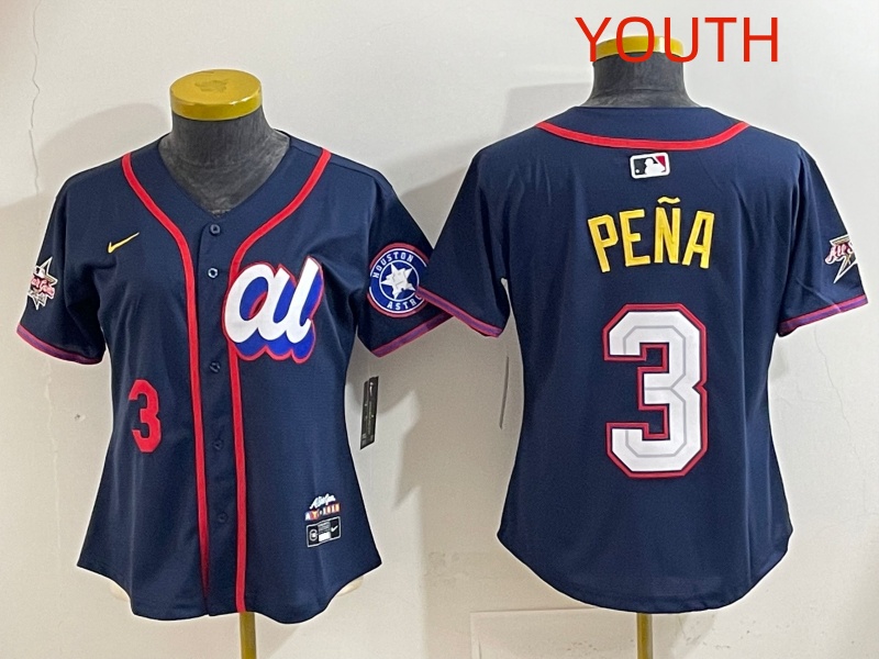 Youth 2025 Houston Astros #3 Pena dark Blue All star Nike MLB Jersey style 015